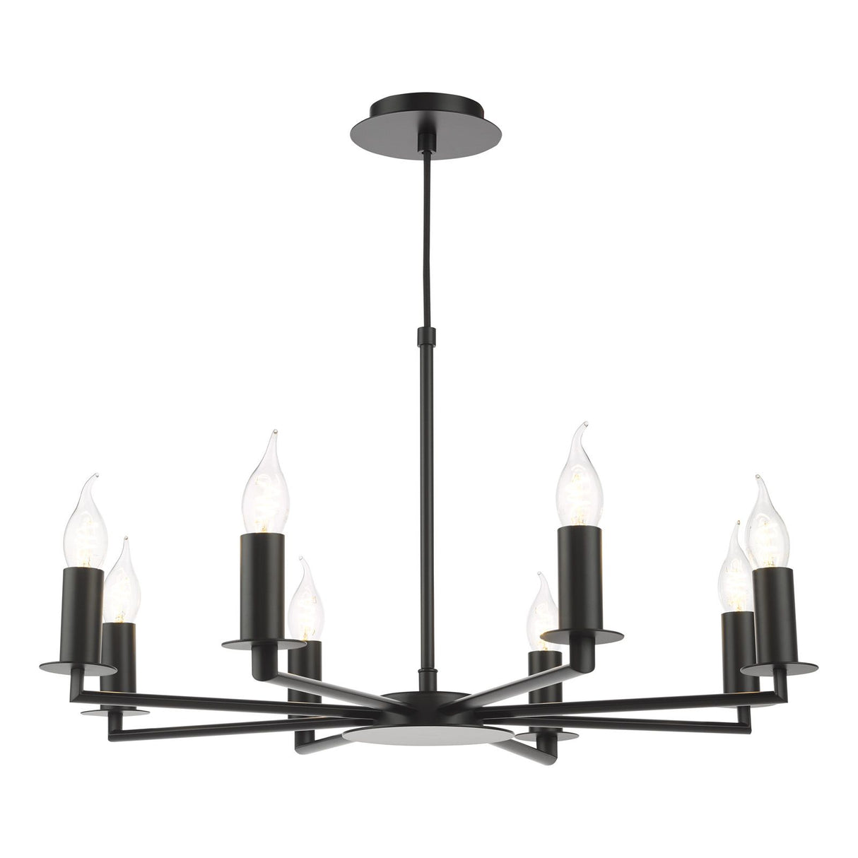 Tyler 8 Light Armed Pendant Matt Black Fitting Only