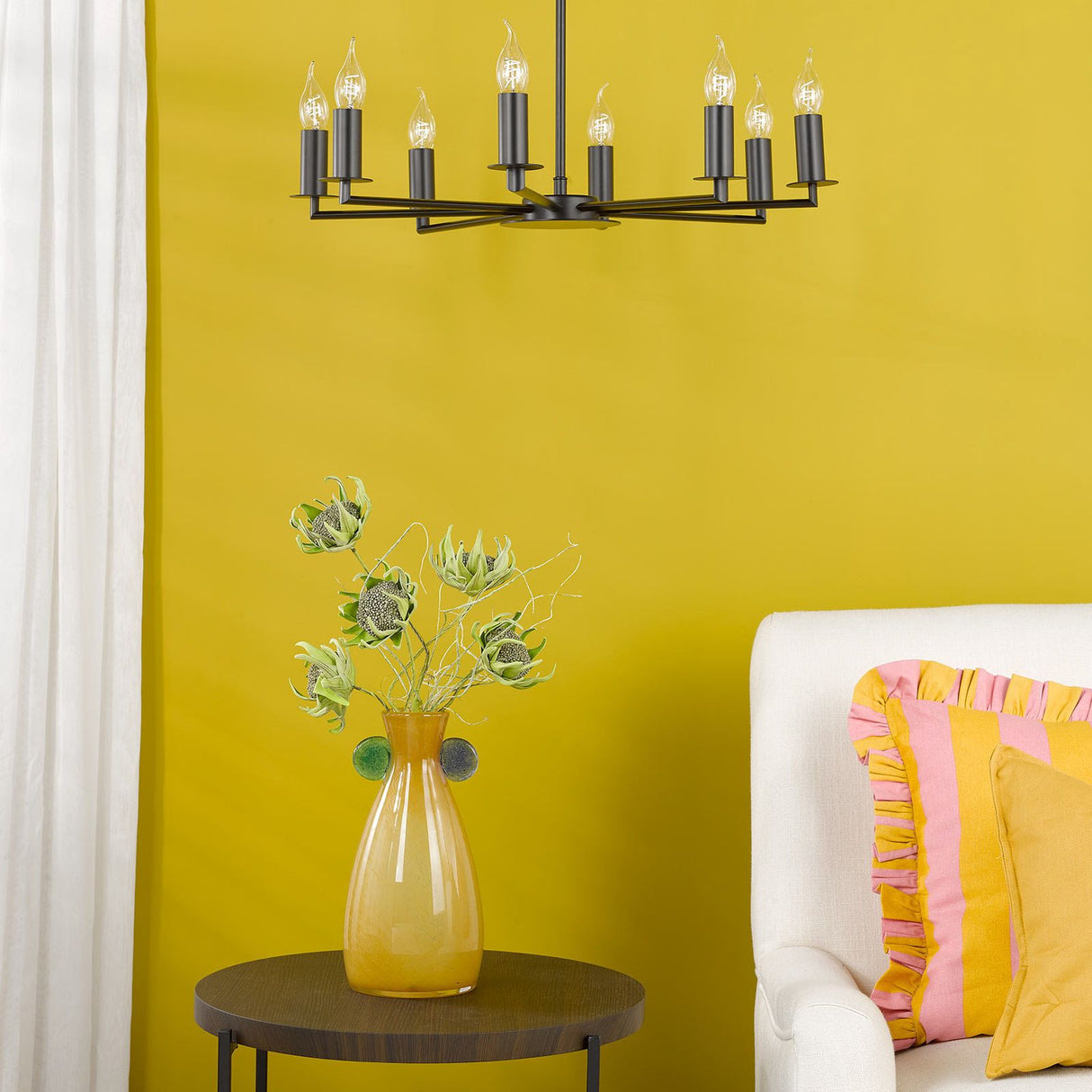 Tyler 8 Light Armed Pendant Matt Black Fitting Only