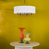 Tyler 6 Light Shadelier Antique Bronze and White With Shade