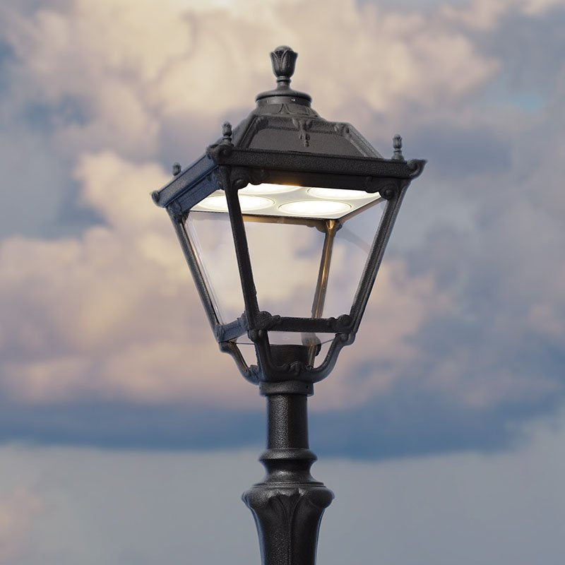 Tobia 11W E27 LED CCT, Classic Lantern Head, Black/Clear