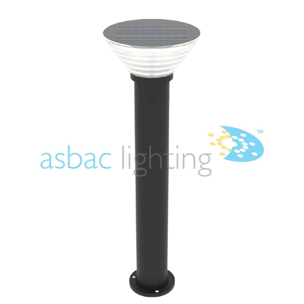 Trinity 800 Flange Mount Solar 3.5W LED 2700K/5000K, Solar Bollard, Black/Frosted