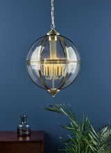Vanessa 5 Light Lantern Antique Brass Glass