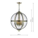Vanessa 5 Light Lantern Antique Brass Glass