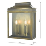 Vapour 2 Light Coach Lantern Outdoor Wall Light Weathered Brass IP44