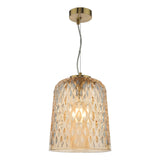 Varius Pendant Natural Brass and Amber Glass