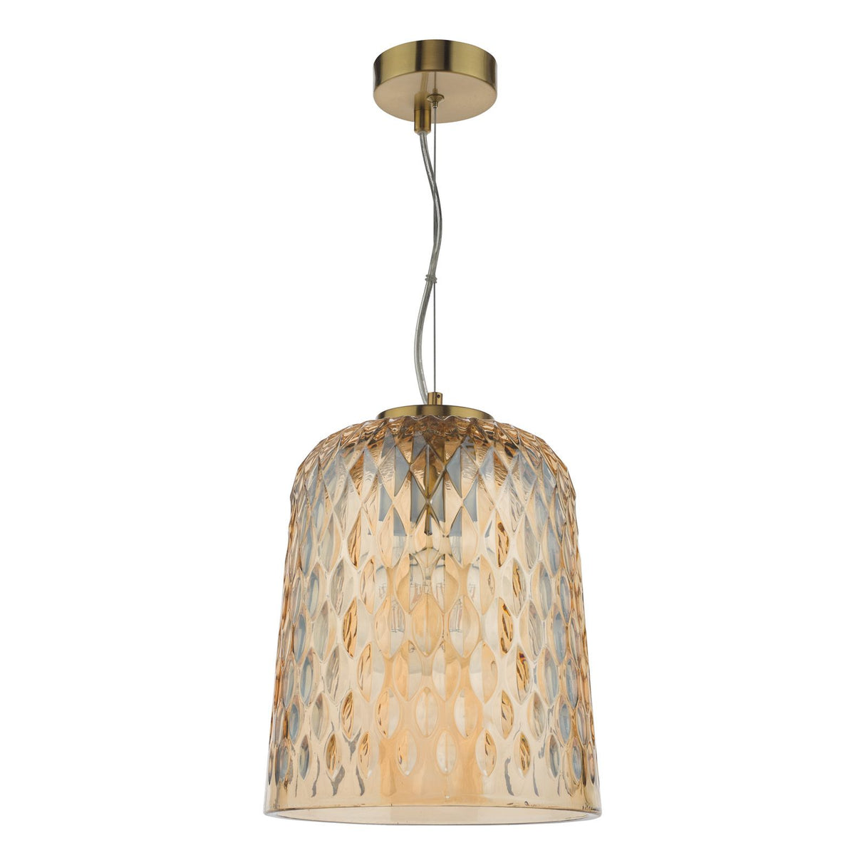 Varius Pendant Natural Brass and Amber Glass