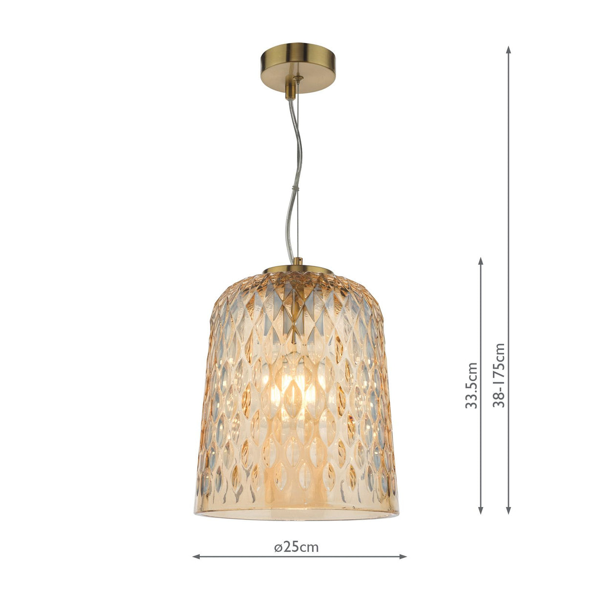 Varius Pendant Natural Brass and Amber Glass
