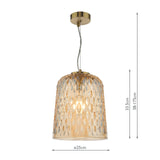 Varius Pendant Natural Brass and Amber Glass