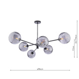Vignette 6 Light Pendant Matt Black With Smoked Dimpled Glass