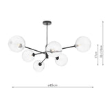 Vignette 6 Light Pendant Matt Black With Closed Glass