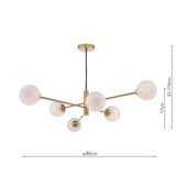 Vignette 6 Light Pendant Aged Brass With White Confetti Glass