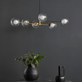 Vignette 6 Light Pendant Aged Brass With Clear/Opal Glass