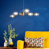 Vignette 6 Light Pendant Aged Brass With Clear/Opal Glass
