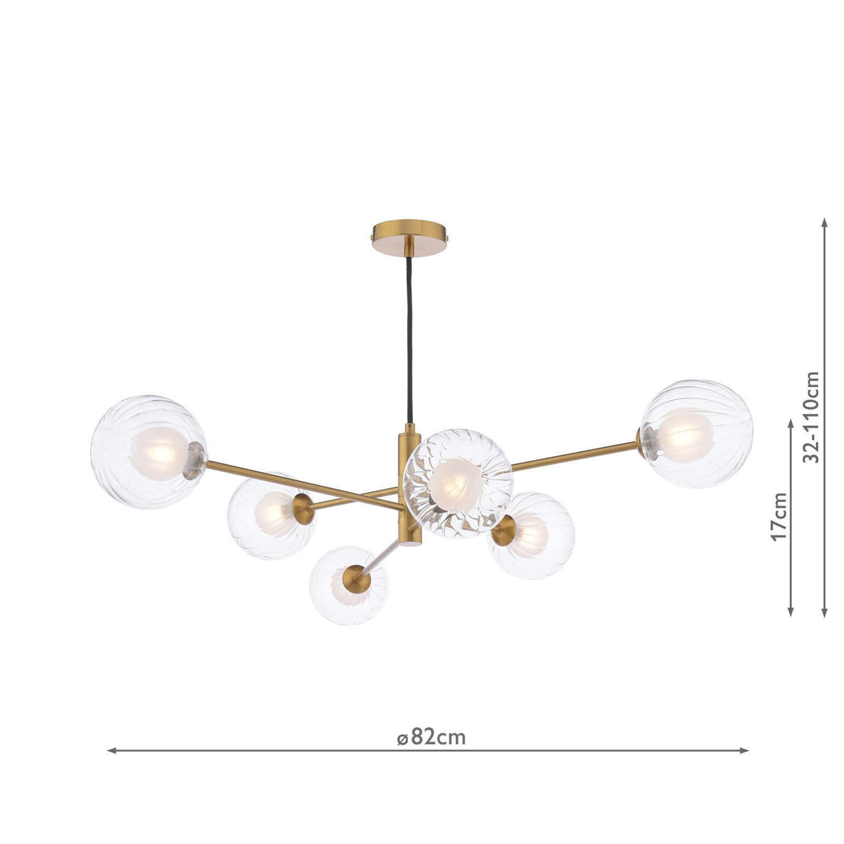 Vignette 6 Light Pendant Aged Brass With Clear/Opal Glass