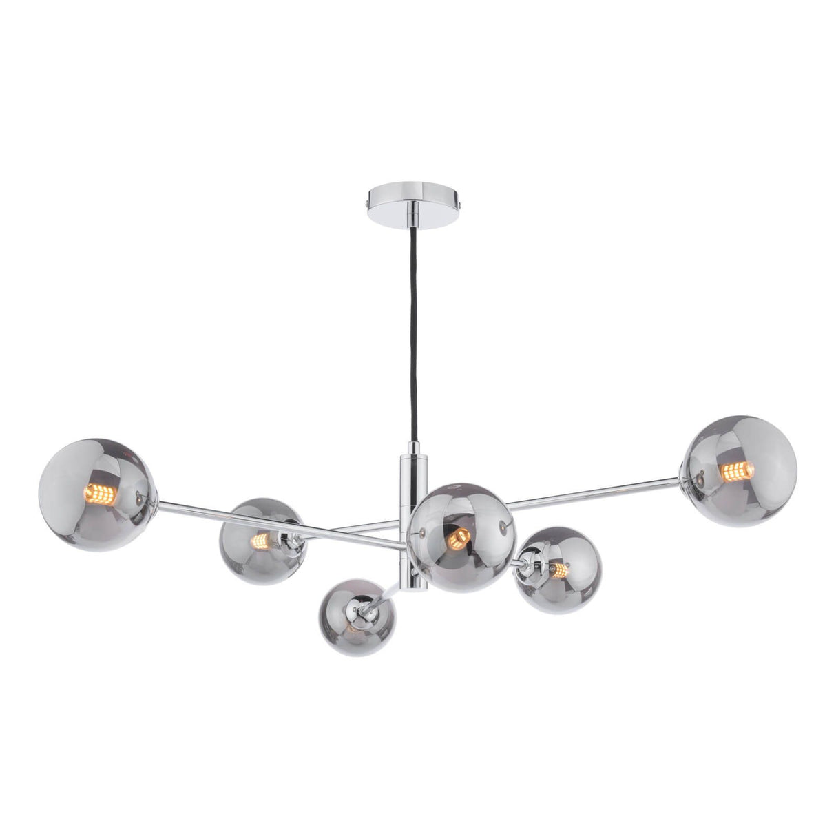 Vignette 6 Light Pendant Polished Chrome With Smoked Glass