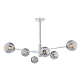 Vignette 6 Light Pendant Polished Chrome With Smoked Glass
