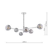 Vignette 6 Light Pendant Polished Chrome With Smoked Glass