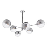 Vignette 6 Light Pendant Polished Chrome With Smoked/Clear Ribbed Glass