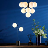 Vine 10 Light Pendant Satin Black With Opal Glass