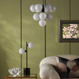 Vine 10 Light Pendant Satin Black With White Confetti Glass