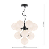 Vine 10 Light Pendant Satin Black With White Confetti Glass