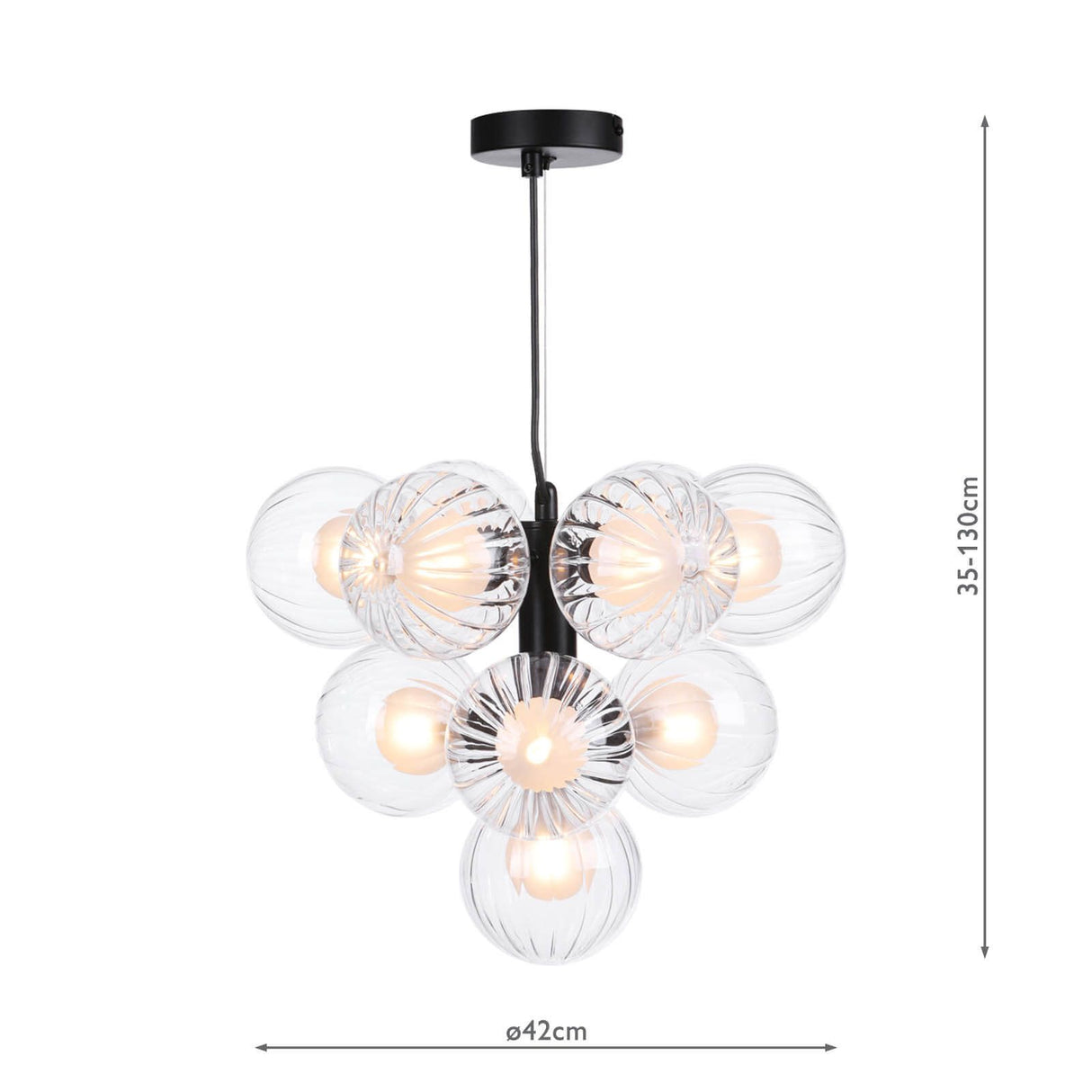 Vine 10 Light Pendant Satin Black With Clear/Opal Glass