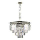 Vyana 4 Light Pendant Antique Brass Crystal