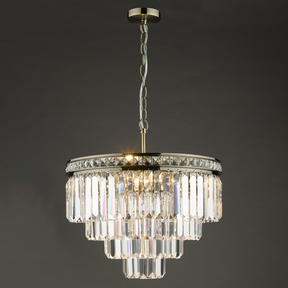 Vyana 4 Light Pendant Antique Brass Crystal