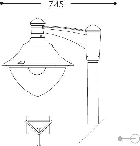 Vivi 400 MidiPilar 1L 50W E27 HighPower LED 4000K Photocell, Modern Lantern Head, Grey/Clear