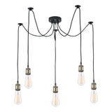 Waco 5 Light Pendant Antique Brass Matt Black