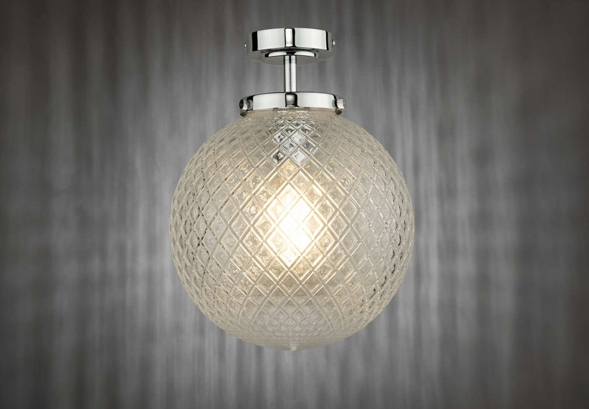 Wayne Bathroom Semi Flush Polished Chrome Glass IP44