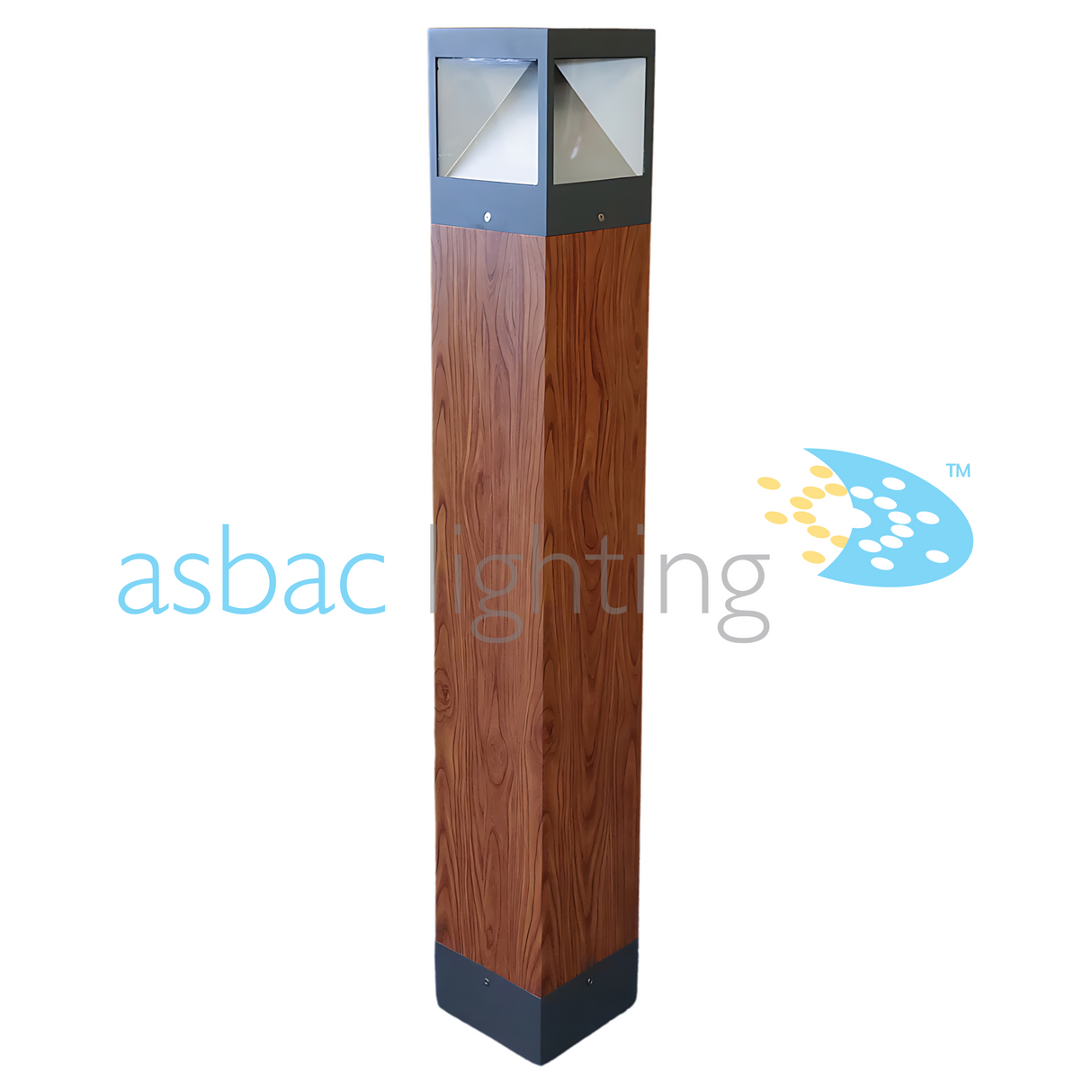 Whitby 1000 10W LED 4000K, Bollard, Anthracite & Wood Effect/Clear