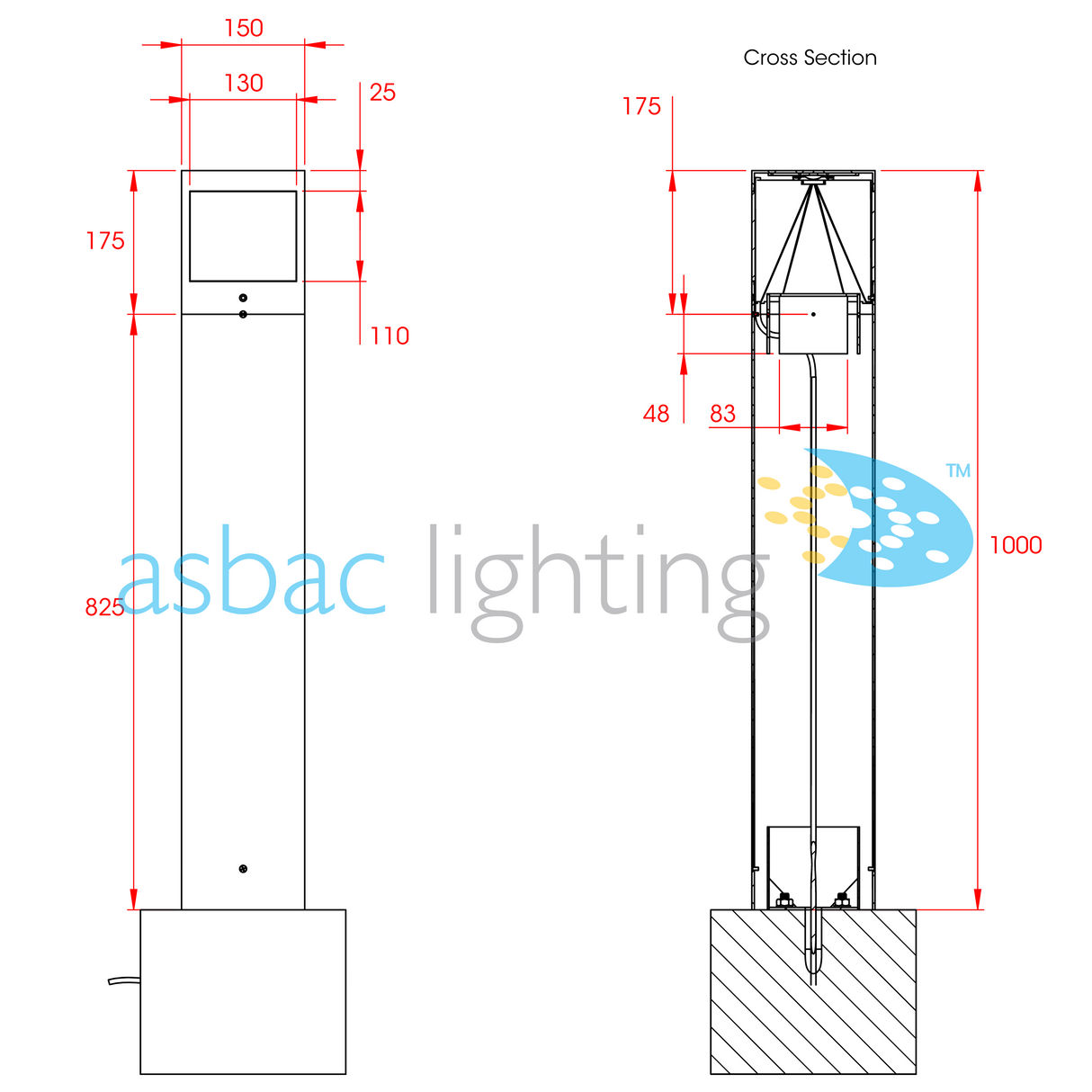 Whitby 1000 10W LED 4000K, Bollard, Anthracite/Clear