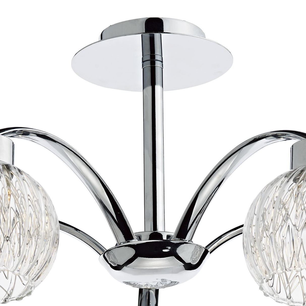 Yasmin 5 Light Semi-Flush Polished Chrome and Ribbed Glass