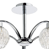 Yasmin 5 Light Semi-Flush Polished Chrome and Ribbed Glass