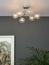 Yiska 6 Light Semi Flush Polished Chrome Ribbed Glass