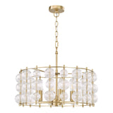 Yuridia 4 Light Pendant Satin Gold and Ribbed Glass