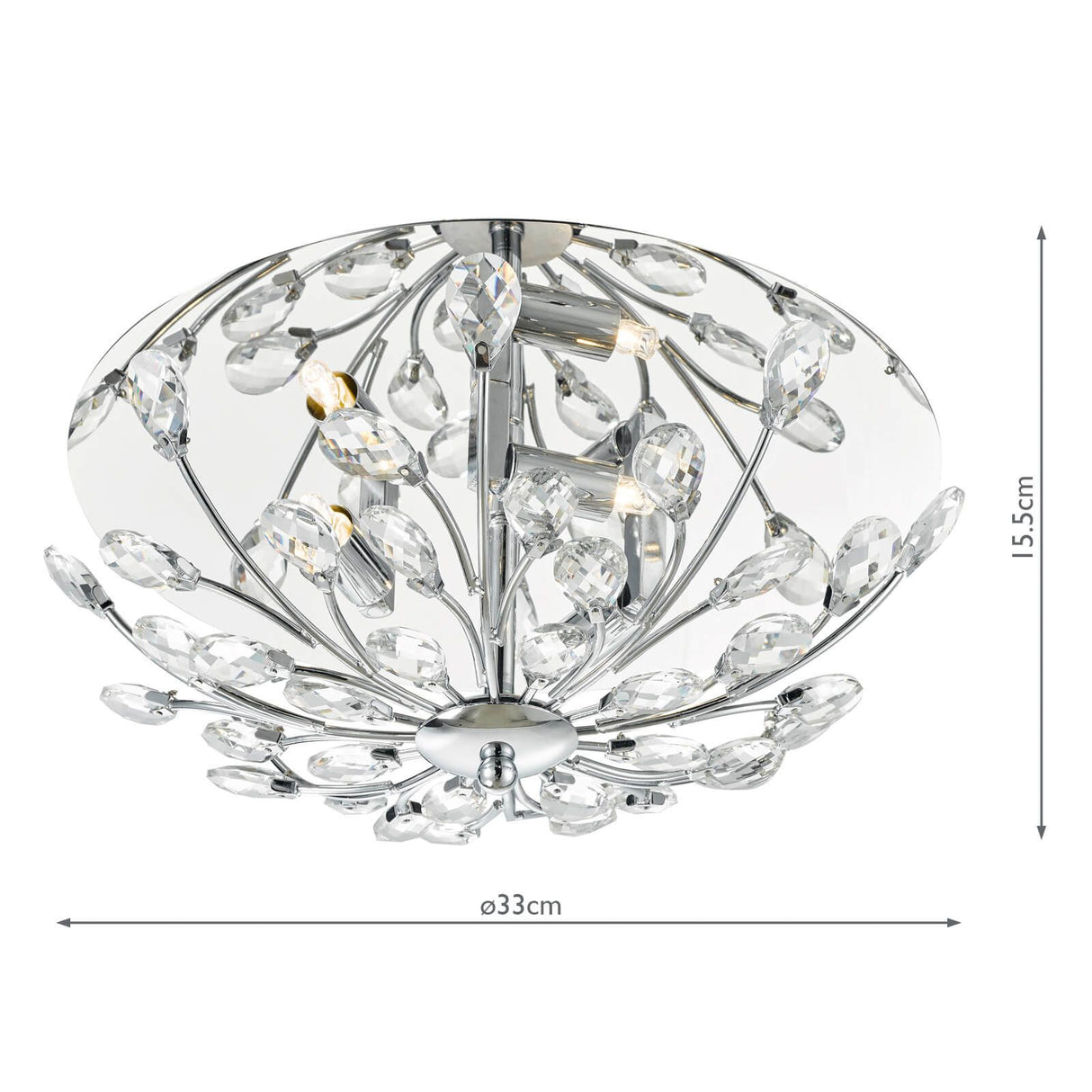 Zafir 3 Light Flush Polished Chrome Crystal
