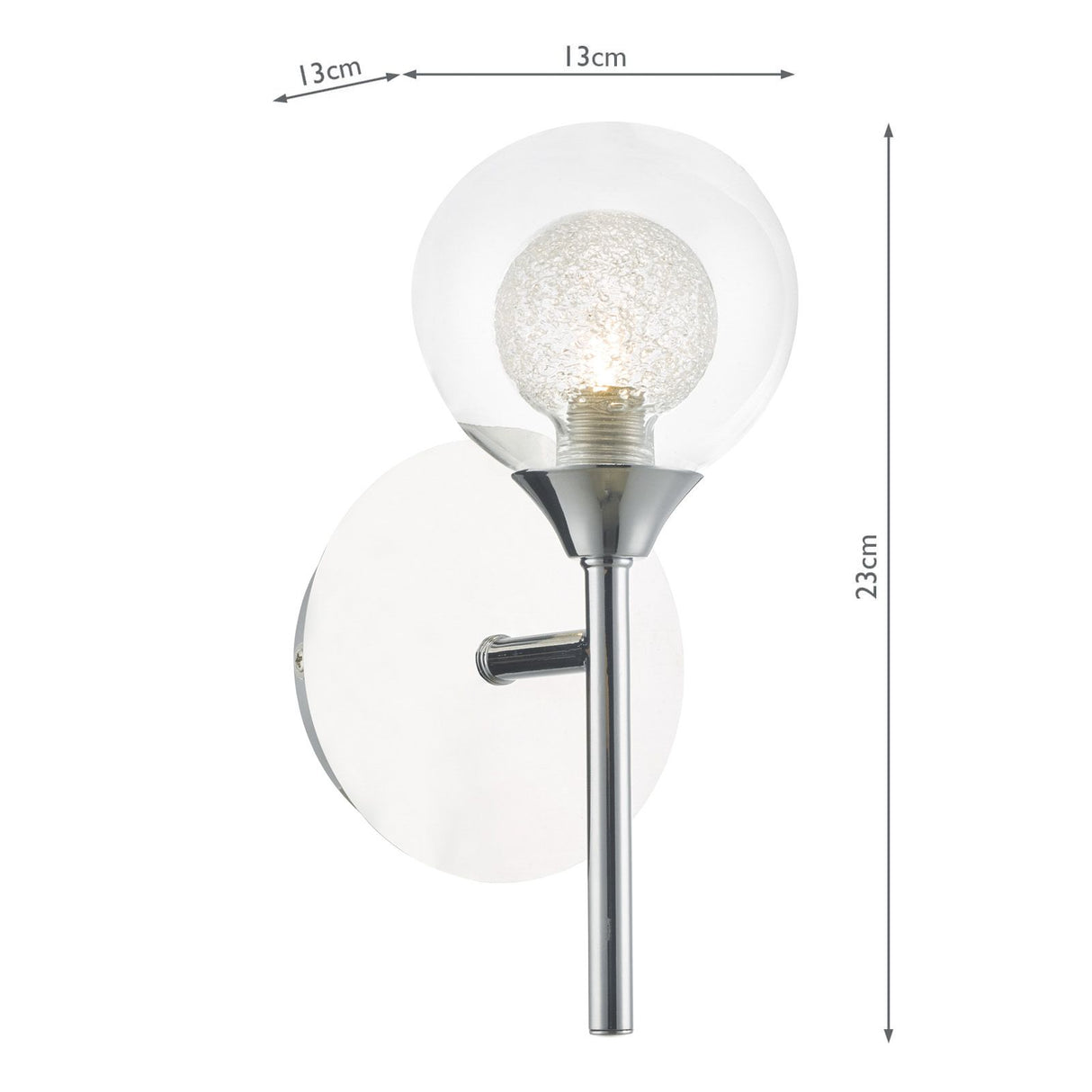 Zeke Wall Light Polished Chrome Glass