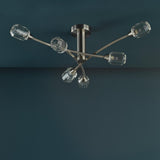 Zonda 6 Light Semi-Flush Brushed Nickel and Crystal