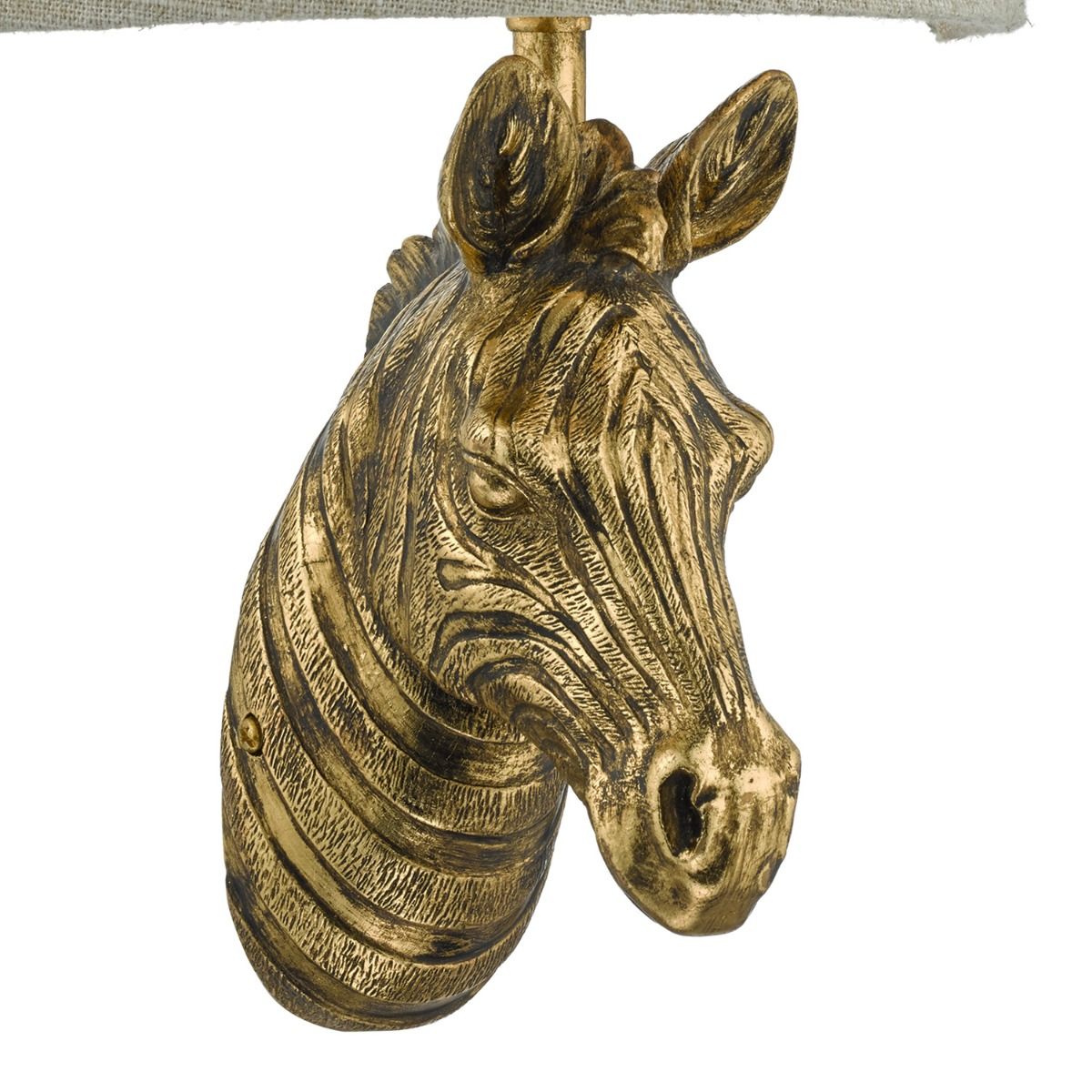Abby Zebra Wall Light Gold with Natural Linen Shade