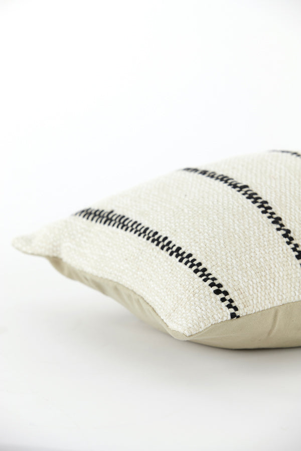 Elegant Sand-Black Accent Cushion 60x30 cm