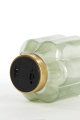Yvias LED Glass Table Lamp in Milky Green and Gold Ø13x16.5 cm