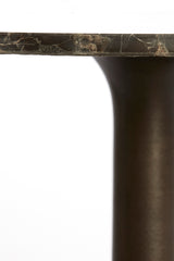 Elegant Dark Brown Marble Side Table - Ø48x53 cm