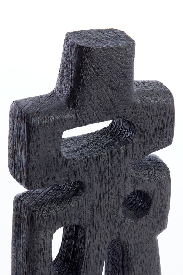 Silia Wooden Ornament on Base - Matte Black, 16x9x33 cm