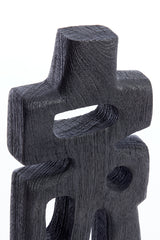 Silia Wooden Ornament on Base - Matte Black, 16x9x33 cm