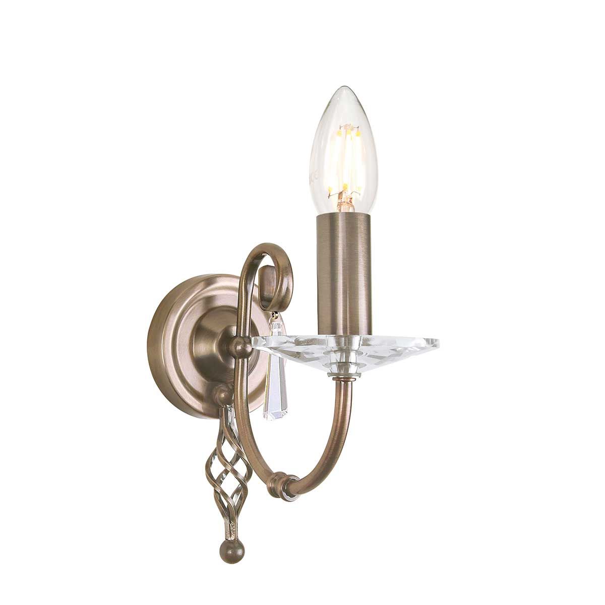 Aegean Aged Brass Wall Light with Cut Glass Accents