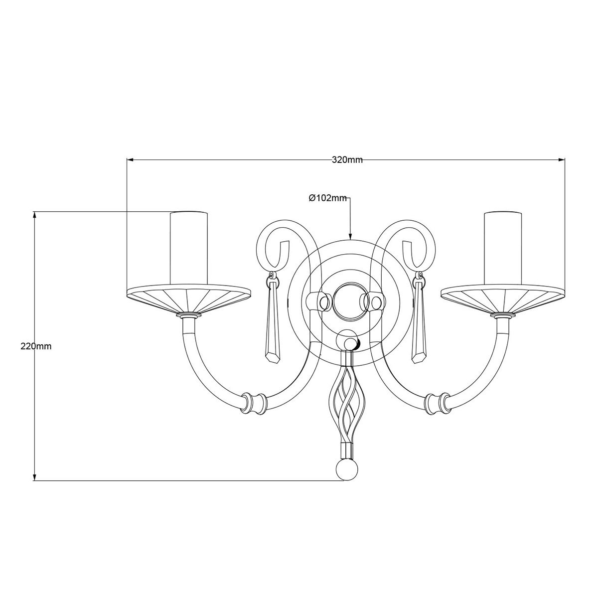 Aegean Twin Light Wall Sconce in Aged Brass Finish