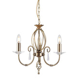 Aegean Vintage Antique Chandelier with Aged Brass Finish and Cut Glass Accents