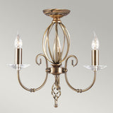 Aegean Vintage Antique Chandelier with Aged Brass Finish and Cut Glass Accents